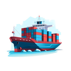 cargo ship flat illustration