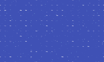 Seamless background pattern of evenly spaced white tilde symbols of different sizes and opacity. Vector illustration on indigo background with stars