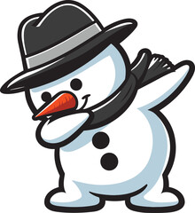 Cute Snowman Dabbing Cartoon Vector Icon Illustration.