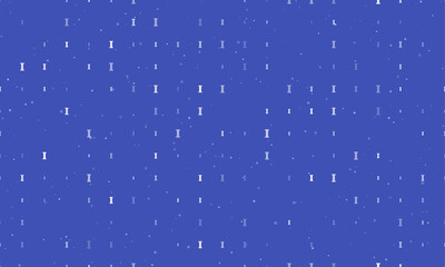 Seamless background pattern of evenly spaced white capital letter I symbols of different sizes and opacity. Vector illustration on indigo background with stars