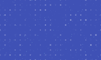 Naklejka na ściany i meble Seamless background pattern of evenly spaced white star symbols of different sizes and opacity. Vector illustration on indigo background with stars
