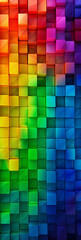 abstract rainbow background with uneven, protruding squares