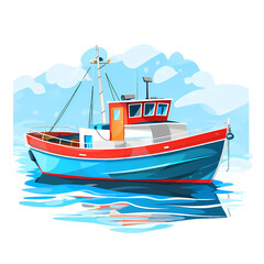 fishing boat flat illustration
