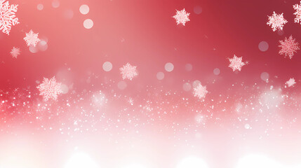 Fototapeta na wymiar light red gradient background with white snowflakes, Festive Christmas background banner
