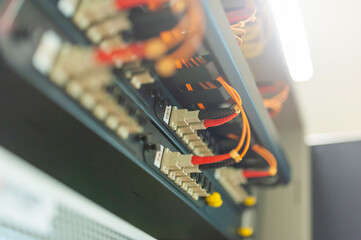fiber optic with servers in a technology data center