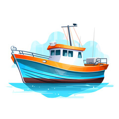 fishing boat flat illustration