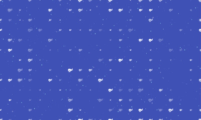 Seamless background pattern of evenly spaced white hare runs symbols of different sizes and opacity. Vector illustration on indigo background with stars