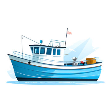fishing boat flat illustration