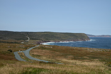 Fototapeta na wymiar St. John's, Newfoundland, Canada 27.09.2023 View to Cape bay from Cape Spear