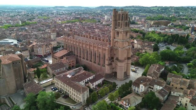 drone photo Sainte-Cécile Cathedral, Cathédrale Sainte-Cécile Albi France Europe 