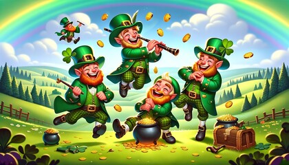 Joyful Leprechaun's in Whimsical Ireland St. Patricks Day