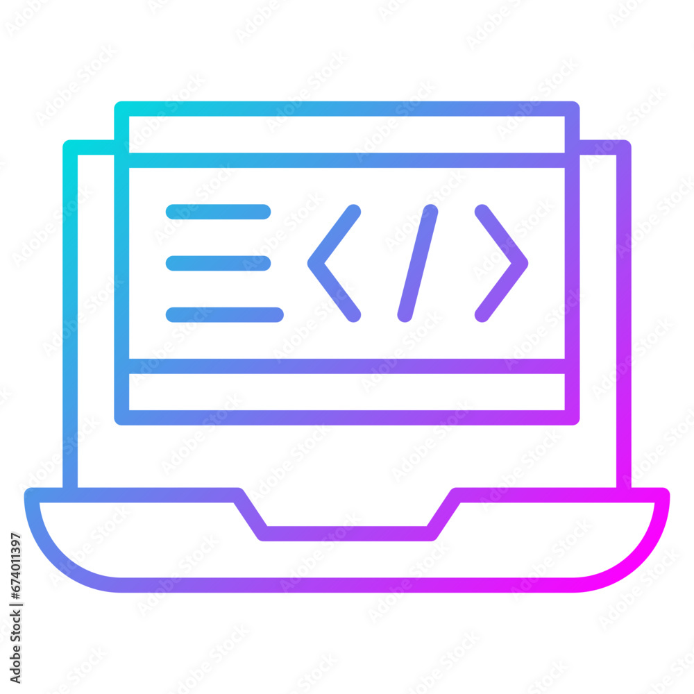 Wall mural laptop coding icon