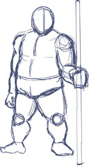 Sketch of body man with stick