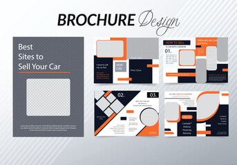 Abstract multi-page business brochure design. Modern colour cover and header background. 