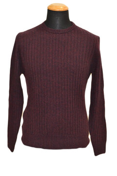 mannequin in burgundy ribbed crew-neck sweater on  the white  background  