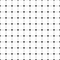 Fototapeta na wymiar Square seamless background pattern from geometric shapes are different sizes and opacity. The pattern is evenly filled with small black hearts. Vector illustration on white background