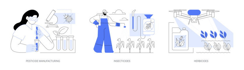 Use of pesticides isolated cartoon vector illustrations se