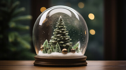 Fototapeta na wymiar A Christmas Tree inside a Glass Globe