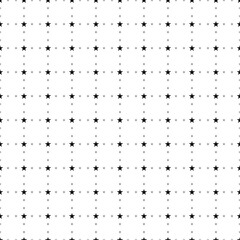 Square seamless background pattern from geometric shapes are different sizes and opacity. The pattern is evenly filled with small black star symbols. Vector illustration on white background