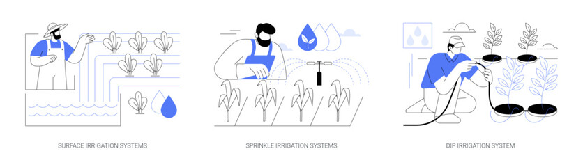 Irrigation systems isolated cartoon vector illustrations se