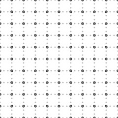 Square seamless background pattern from black wheel symbols are different sizes and opacity. The pattern is evenly filled. Vector illustration on white background