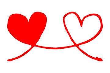 Connected Hearts hand drawn with thin line