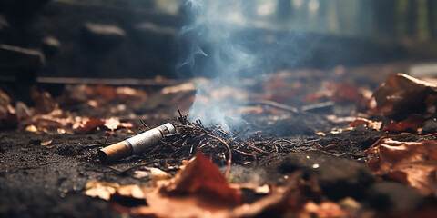 Brennende Zigarette Waldbrand KI