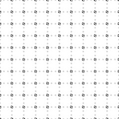 Square seamless background pattern from black football symbols are different sizes and opacity. The pattern is evenly filled. Vector illustration on white background
