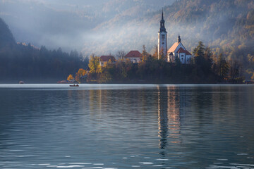 Lake Bled Slovenia. With small Pilgrimage Church.
