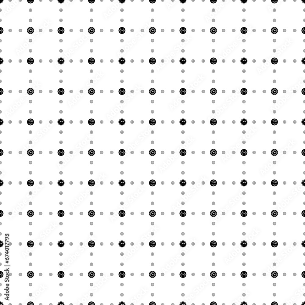 Poster square seamless background pattern from black clock symbols are different sizes and opacity. the pat