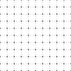 Square seamless background pattern from geometric shapes are different sizes and opacity. The pattern is evenly filled with small black number nine symbols. Vector illustration on white background