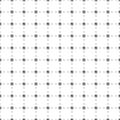 Square seamless background pattern from geometric shapes are different sizes and opacity. The pattern is evenly filled with small black no right turn signs. Vector illustration on white background