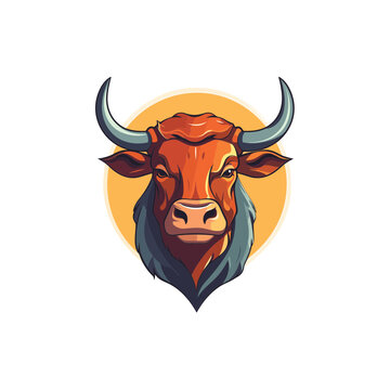 Bull mascot logo flat vector design