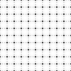 Square seamless background pattern from geometric shapes are different sizes and opacity. The pattern is evenly filled with small black decagon symbols. Vector illustration on white background
