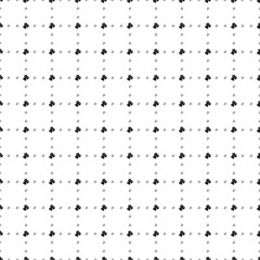 Square seamless background pattern from black divination stones symbols are different sizes and opacity. The pattern is evenly filled. Vector illustration on white background