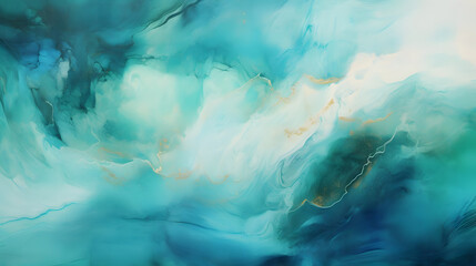 Fototapeta na wymiar Oceanic Dreams in Teal, Blue Lightblue Ocean, abstract landscape art, drawing, generative ai