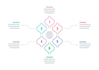 Obraz premium geometric informational template. seven options infographic template. web, internet, annual report, education, magazine infographic template