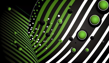 a green and black background with lines and dots on it
