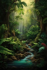 Tropical Jungle - generative ai - obrazy, fototapety, plakaty