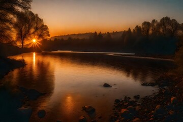 sunrise over the river
