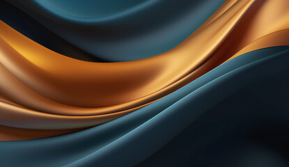 Abstract background with waves blue and yellow gradient silk fabric