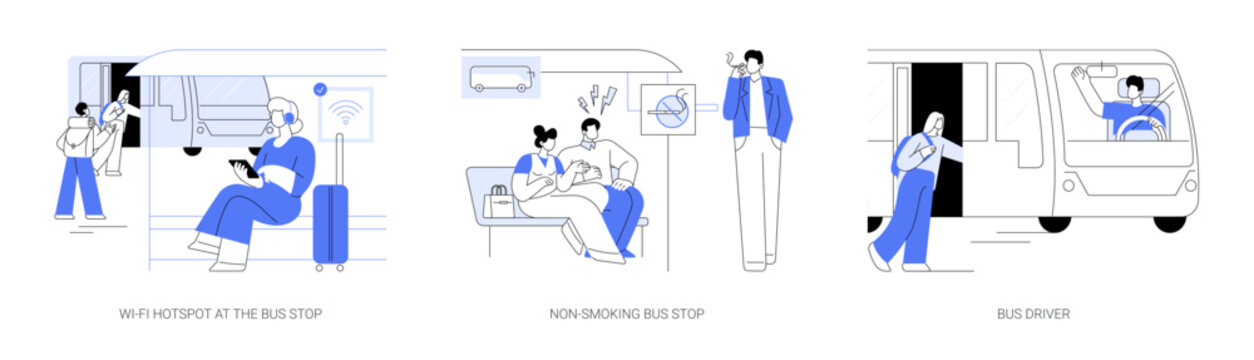 Urban transportation services abstract concept vector illustrations.