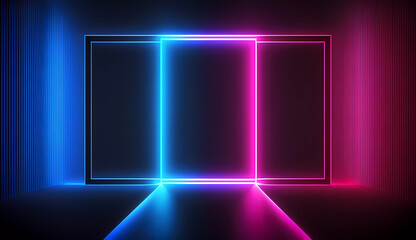 background and a blue and pink background with a neon light strip on the bottom of the image