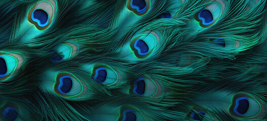 Beautiful banner peacock feather background - obrazy, fototapety, plakaty