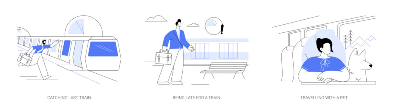 Public transport passenger abstract concept vector illustrations.