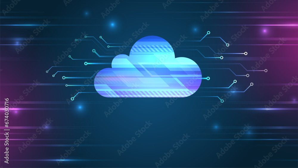 Poster Database and data center vector illustration. Cloud technology isometric background. Computer technology, server room, and equipment for internet networks. Data cloud storage technology.