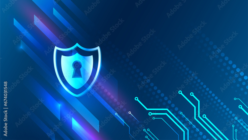 Poster Cyber security for business and internet projects. Vector illustration of data security services. Data protection, privacy, and internet security concept. Hi-tech various background.