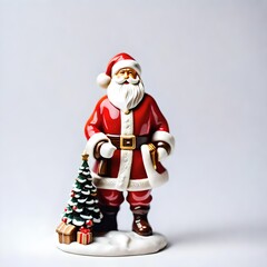 Fototapeta premium An image of an isolated Christmas vintage ceramic Santa Claus figure figurine decoration