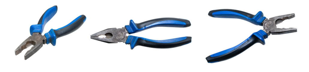 blue pliers on white isolated background