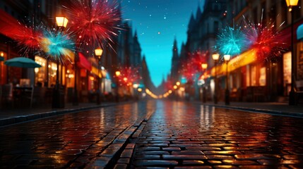 Fototapeta na wymiar Fireworks New Year Festival , Bright Background, Background Hd